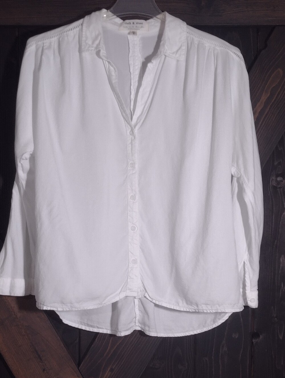Anthropology cloth & stone White Button-Down Shirt with Ladder Lace Size Medium